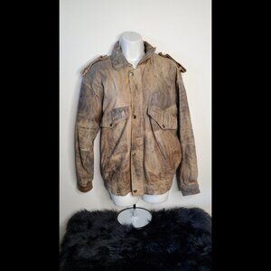 Outback Red 100% Leather Bomber Jacket Men